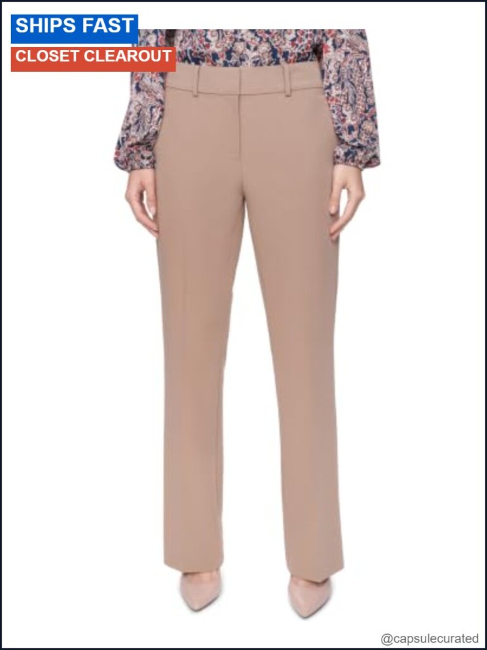 Mid Rise Boot Leg Ankle Trousers Dress Pants Work Office